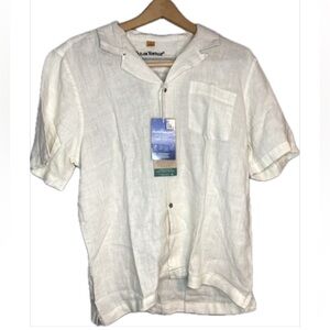 NWT 100% Linen Tailor Vintage short sleeved  button down. Oatmeal. Size …